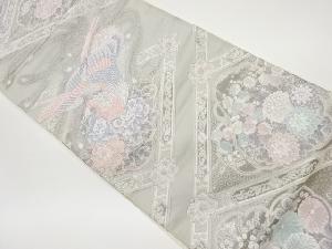 格天井に鳳凰・花々模様織出し袋帯